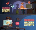 Warning Hacker Activity 2 Horizontal Banners
