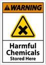 Warning Harmful Chemicals Stored Here Sign On White Background Royalty Free Stock Photo