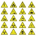 Warning Hazard Yellow Triangle Signs Set Isolated On White Royalty Free Stock Photo