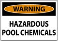 Warning Hazardous Pool Chemicals On White Background