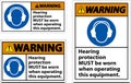 Warning Hearing Protection Must Be Worn Sign Royalty Free Stock Photo