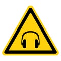 Warning Hearing Protection Symbol Sign, Vector Illustration, Isolate On White Background Label. EPS10 Royalty Free Stock Photo