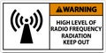 Warning High Level of RF Radiation Sign On White Background