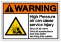 Warning High Pressure Air Can Cause Service Injury Symbol Sign, Vector Illustration, Isolate On White Background Label .EPS10