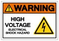 Warning High Voltage Electrical Shock Hazard Symbol Sign, Vector Illustration, Isolated On White Background Label .EPS10 Royalty Free Stock Photo