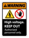 Warning High Voltage Keep Out Sign Isolate On White Background,Vector Illustration EPS.10 Royalty Free Stock Photo