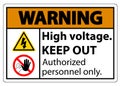 Warning High Voltage Keep Out Sign Isolate On White Background,Vector Illustration EPS.10 Royalty Free Stock Photo