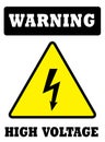 WARNING HIGH VOLTAGE Sign or Board