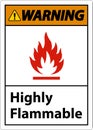 Warning Highly Flammable Sign On White Background Royalty Free Stock Photo