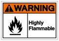 Warning Highly Flammable Symbol Sign, Vector Illustration, Isolate On White Background Label .EPS10 Royalty Free Stock Photo