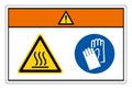 Warning Hot Oven Wear Protective Gloves Symbol Sign, Vector Illustration, Isolate On White Background Label. EPS10 Royalty Free Stock Photo