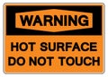 Warning Hot Surface Do Not Touch Symbol Sign, Vector Illustration, Isolate On White Background Label. EPS10 Royalty Free Stock Photo