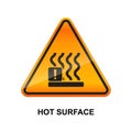 Warning hot surface sign isolated on background