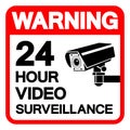 Warning 24 Hour Video Surveillance Symbol Sign, Vector Illustration, Isolate On White Background Label. EPS10