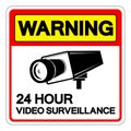 Warning 24 Hour Video Surveillance Symbol Sign, Vector Illustration, Isolate On White Background Label. EPS10