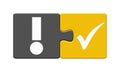 Warning icon on green grey puzzle button Royalty Free Stock Photo