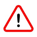 Warning icon / sign in flat style isolated. Caution symbol for. Royalty Free Stock Photo