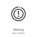 warning icon vector from basic ui elements collection. Thin line warning outline icon vector illustration. Linear symbol for use
