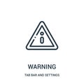 warning icon vector from tab bar and settings collection. Thin line warning outline icon vector illustration