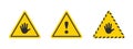 Warning icons. Caution sign explosives liquids or materials. Caution icons set. Vector icons