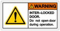 Warning Inter- Lock Do not Open Door Sign ,Vector Illustration, Isolate On White Background Label. EPS10 Royalty Free Stock Photo