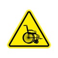 Warning invalid Sign. caution wheelchair on road. Danger way symbol yellow Triangle