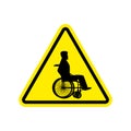 Warning invalid Sign. caution wheelchair on road.