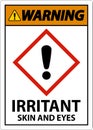 Warning Irritant GHS Sign On White Background