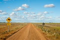 Warning kangaroo sign along an unfenced section of a road. Royalty Free Stock Photo