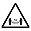 Warning Keep Your Distance 6ft Observe Social Distance Guidance Symbol, Vector Illustration, Isolated On White Background Label.