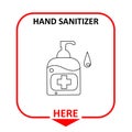 Warning label depicting for Washing Hands with Alcohol gel,hand sanitizer here icon Royalty Free Stock Photo