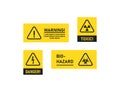 Warning label sign. Caution hazard icon. Danger sticker concept illustration in vector flat