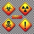 Warning labels - biohazard, radiation, poison, dan Royalty Free Stock Photo