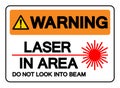 Warning Laser In Area Do Not Look Into Beam Symbol Sign, Vector Illustration, Isolate On White Background Label. EPS10 Royalty Free Stock Photo