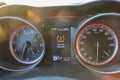 Low tire pressure error sign. Warning lights flash on the car dashboard. Royalty Free Stock Photo