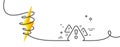Warning line icon. Attention triangle sign. Continuous line with curl. Vector Royalty Free Stock Photo