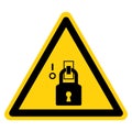 Warning Lock Out In De-Energized State Symbol Sign,Vector Illustration, Isolated On White Background Label. EPS10