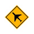 Warning Low Flying Airplanes Traffic Road Sign,Vector Illustration, Isolate On White Background Label