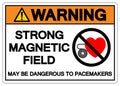 Warning Magnetic Field Symbol Sign, Vector Illustration, Isolate On White Background Label. EPS10