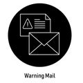 Warning mail icon, GDPR compliance symbol, privacy alert, GDPR warning notice, data privacy alert.