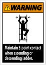 Warning Maintain 3 Point Contact When Ascending Or Descending Ladder