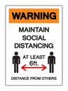 Warning Maintain Social Distancing at Least 6ft. Distance From Others  Symbol, Vector  Illustration, Isolated On White Background Royalty Free Stock Photo