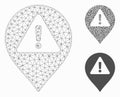 Warning Map Marker Vector Mesh Carcass Model and Triangle Mosaic Icon Royalty Free Stock Photo
