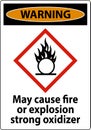 Warning May Cause Fire Or Explosion Sign On White Background Royalty Free Stock Photo