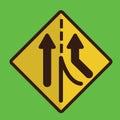 Warning merge road sign. Vector illustration decorative design Royalty Free Stock Photo