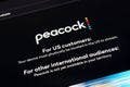 Warning message of Peacock streaming app which is not available due to geoblocking