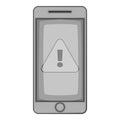 Warning on mobile phone icon Royalty Free Stock Photo