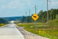 Warning for moose on the road sign Royalty Free Stock Photo