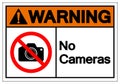Warning No Cameras Symbol Sign, Vector Illustration, Isolated On White Background Label .EPS10 Royalty Free Stock Photo
