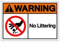 Warning No Littering Symbol Sign, Vector Illustration, Isolate On White Background Label .EPS10 Royalty Free Stock Photo